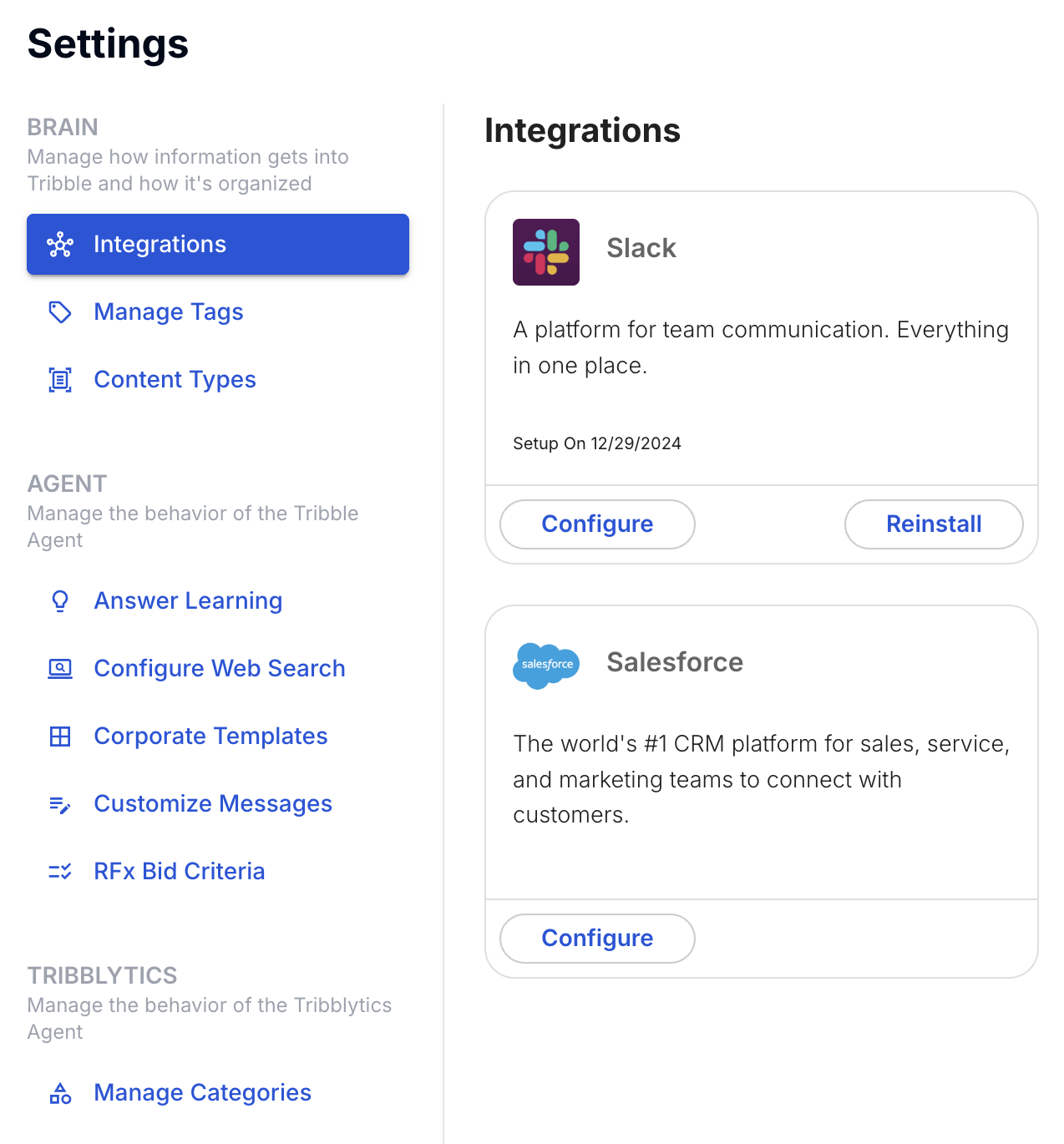 Slack integration setup for Tribble